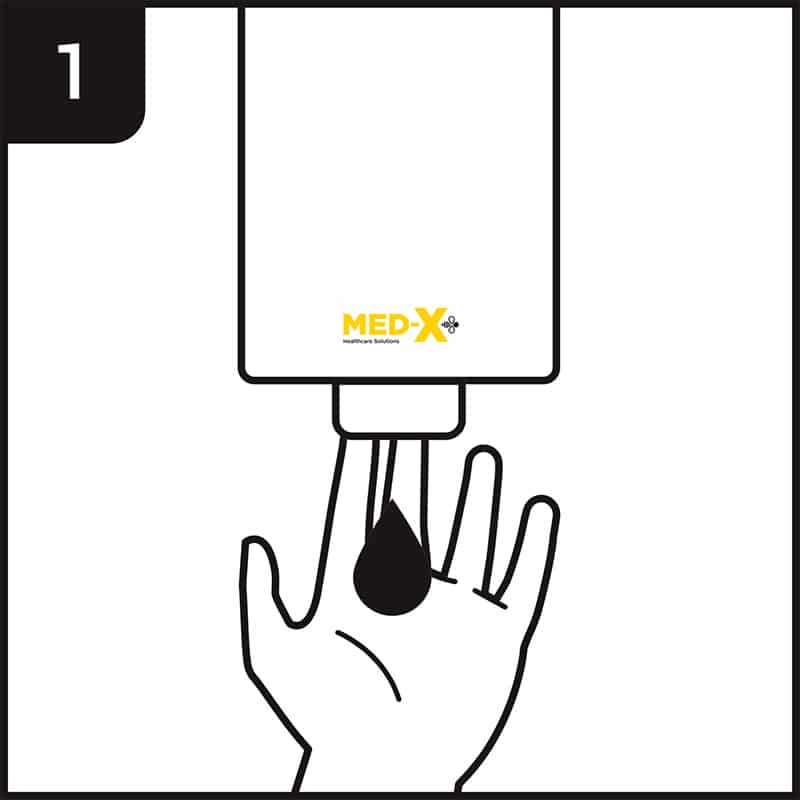 Hand washing process step 1 - wet hands with water and apply soap